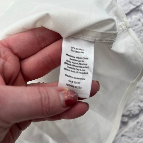 Talbots Womens White Button Up Shirt Non Iron Size 10 Cotton Spandex - Picture 5 of 8